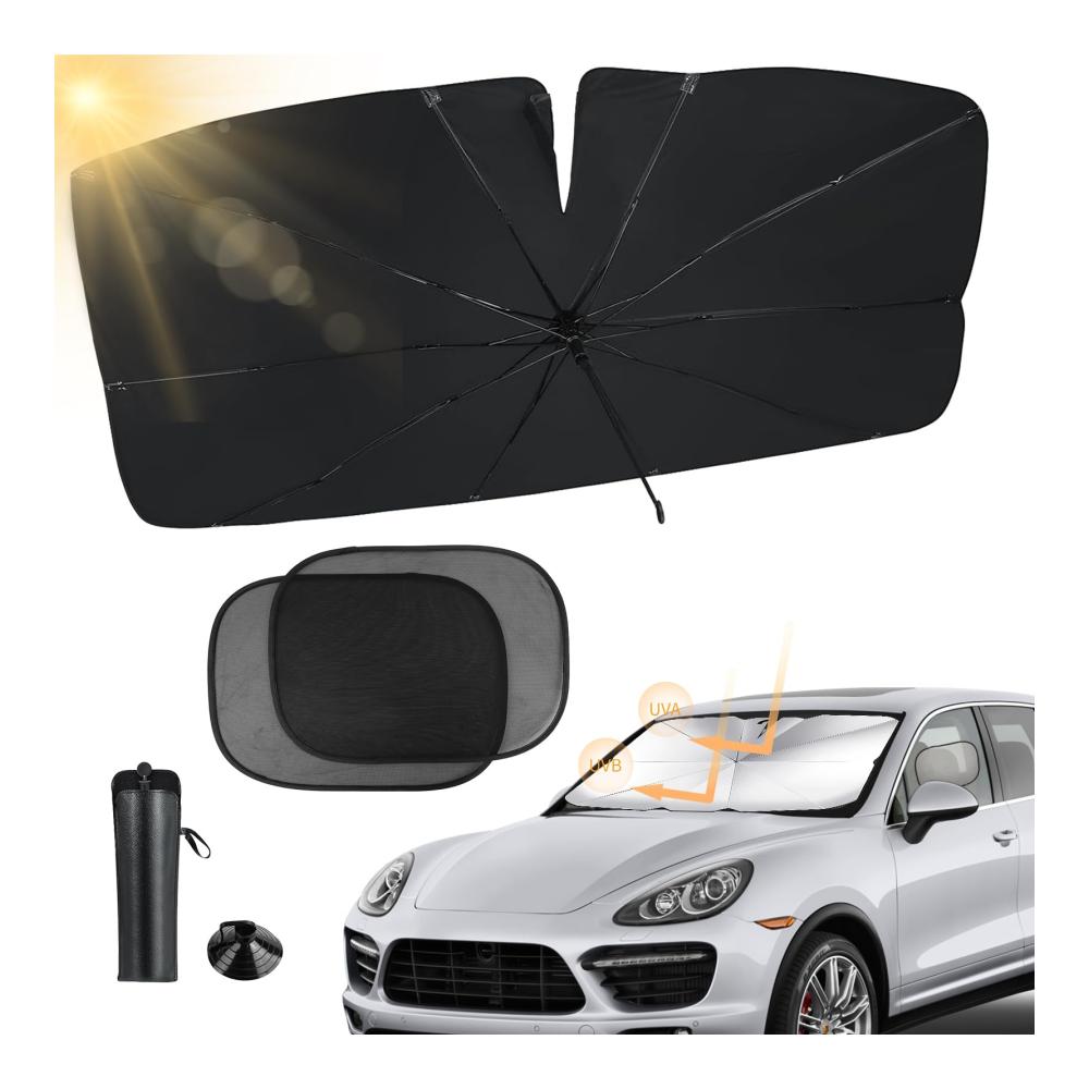 Auto Frontscheibe Sonnenschutz Set 140x80CM Faltbarer UV-Schutz Wärmeisolierter Sonnenschirm Windschutzscheibe Regenschirm Baby Sonnenblende Universal