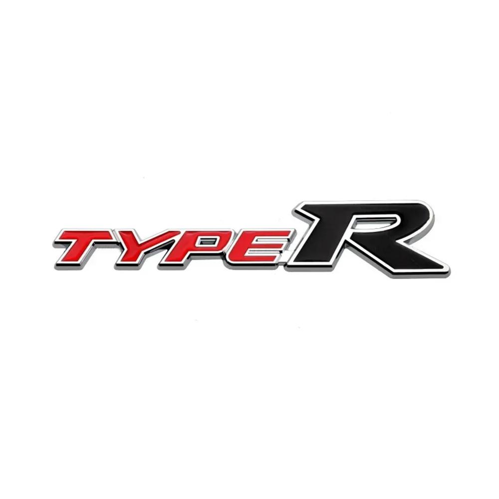 3D-Metall Type R Logo Autoaufkleber für Frontgrill & Heckkofferraum kompatibel mit Civic Typer CRV HRV Fit – Personalisierte Autozubehör Sticker in Rot und Schwarz