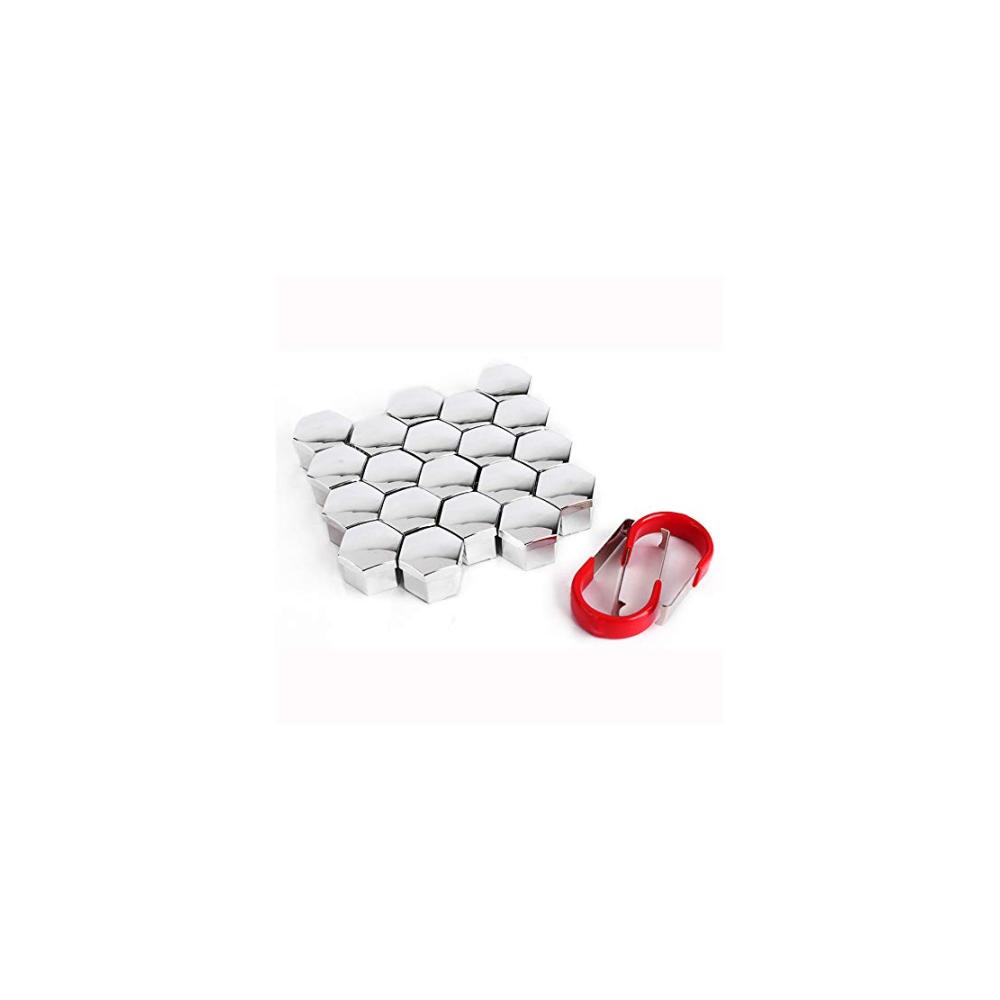 Premium Radschraubenkappen Set | 20 Stk. 19mm Universal Reifenmutternabdeckungen mit Entfernungswerkzeug | Silberne Schraubenabdeckungen für Autos | Hochwertige Radmutternkappen inklusive Werkzeug