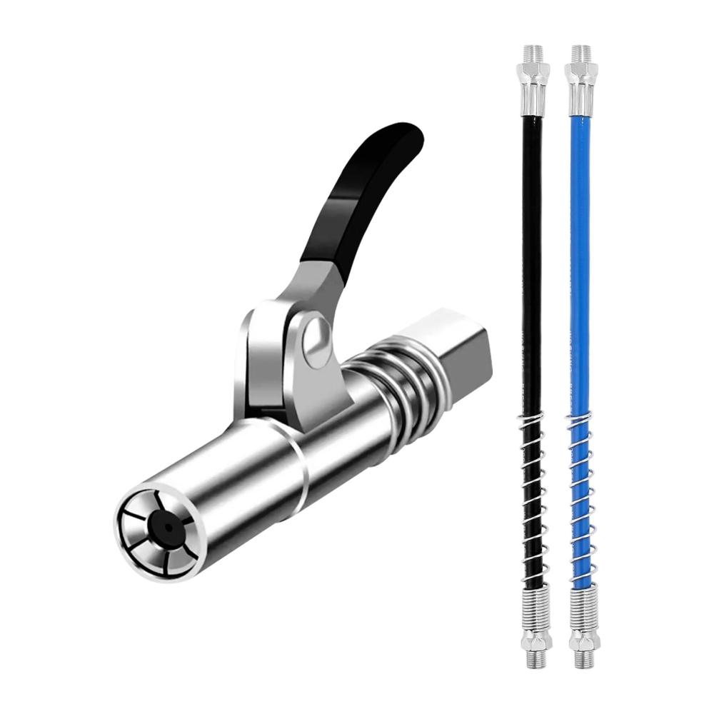Edelstahl Fettpresse Set – 1 Stück Fettpresse Mundstück 2x 30cm Fettpresse Schlauch Kupplung für M6 M8 M10 M12 M14 Schmiernippel für präzises Schmieren