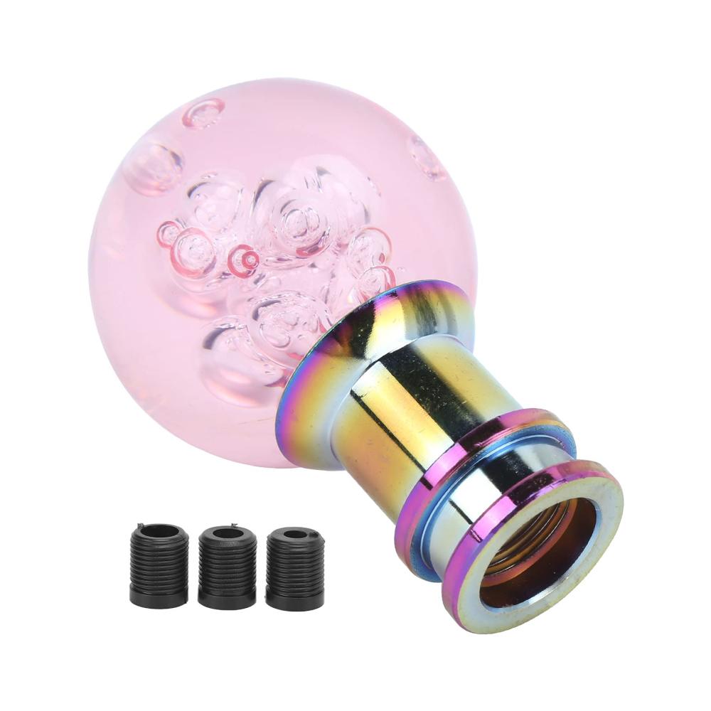 Manueller Schaltknauf Pink Crystal Bubble Acryl mit 3 Gewindeadaptern Universal Shifter für Auto Handbremse stilvoller Schaltknauf für alle Fahrzeuge