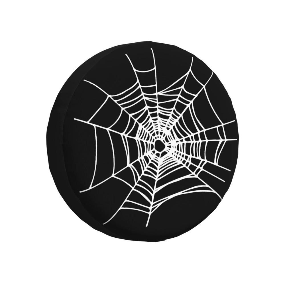Reserveradabdeckung Halloween Spinnennetz 16 Zoll - Wind- und regendicht für LKW und SUV schwarzer Radschutz robust und wetterfest stilvoller Schutz