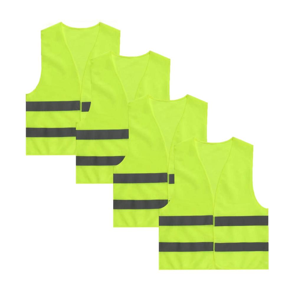 4er Set Warnwesten Grün Reflektierende Pannenweste für Auto KFZ Pkw LKW Hohe Sichtbarkeit Waschbar Unisex Sicherheitsweste für Pannenhilfe