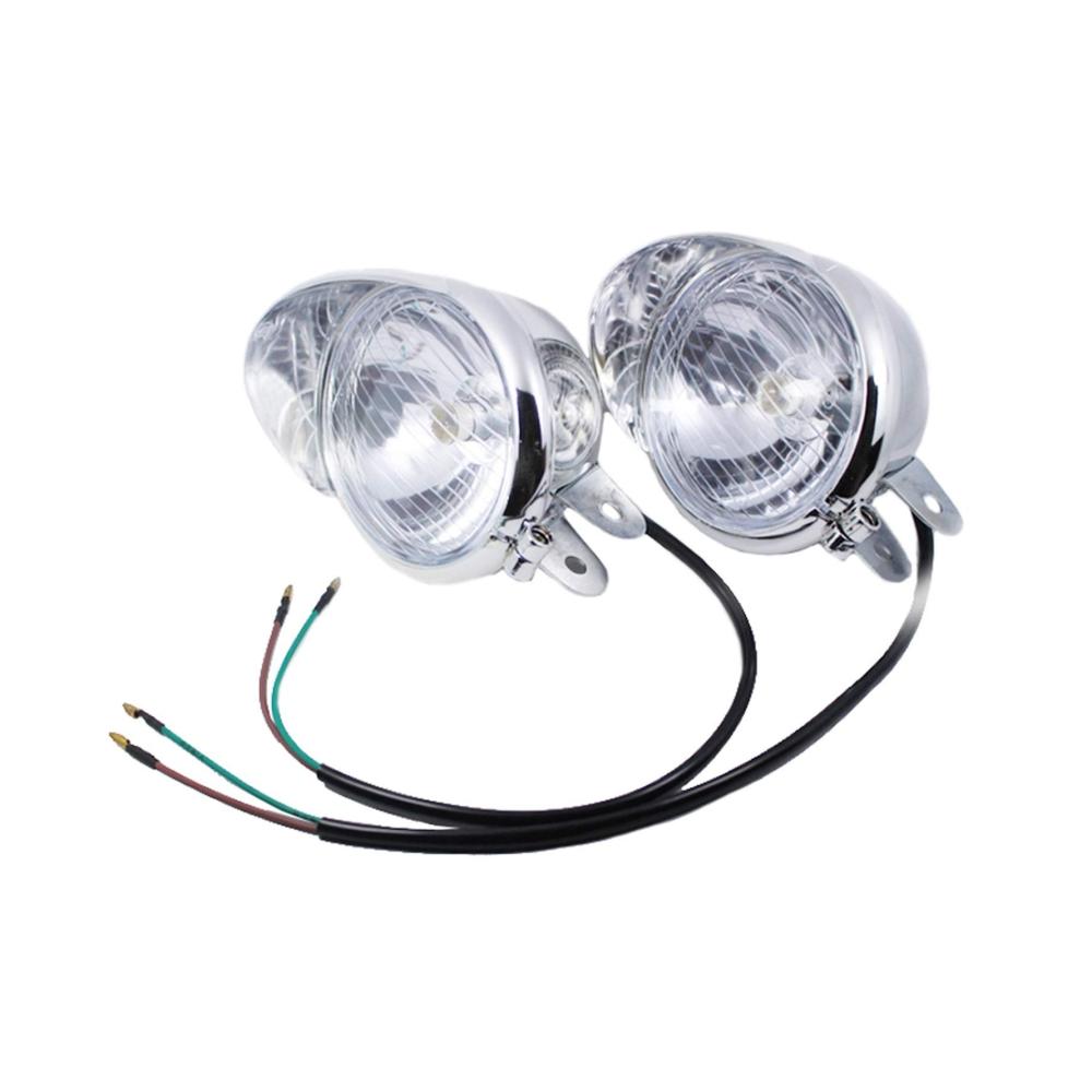 Universal Runder Motorrad-Frontscheinwerfer Chrom - Nebelscheinwerfer Spot-Licht für Bobber Chopper Touring-Motorräder Passing Lampe Scheinwerfer