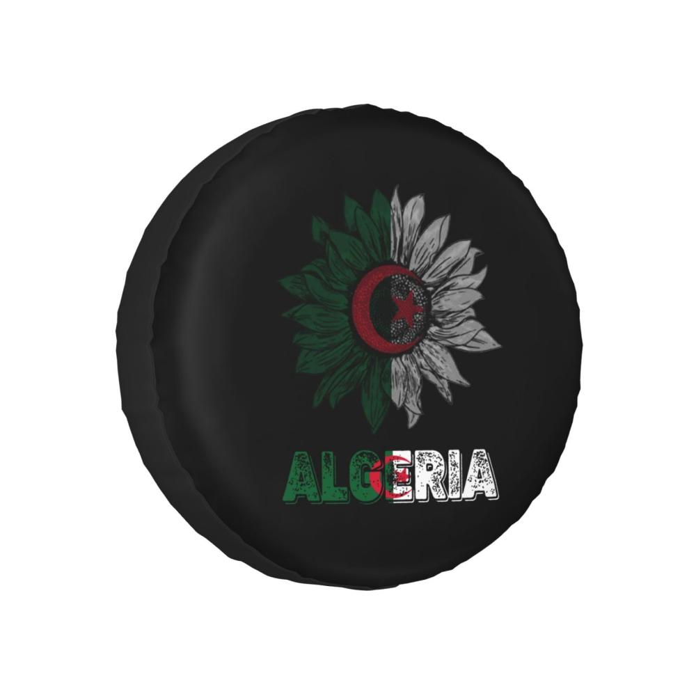 Ersatzradabdeckung Vintage-Algerien algerische Flagge mit Sonnenblumen 16 Zoll für Durchmesser 76–79 cm staubdicht wetterfest für Wohnmobil SUV LKW