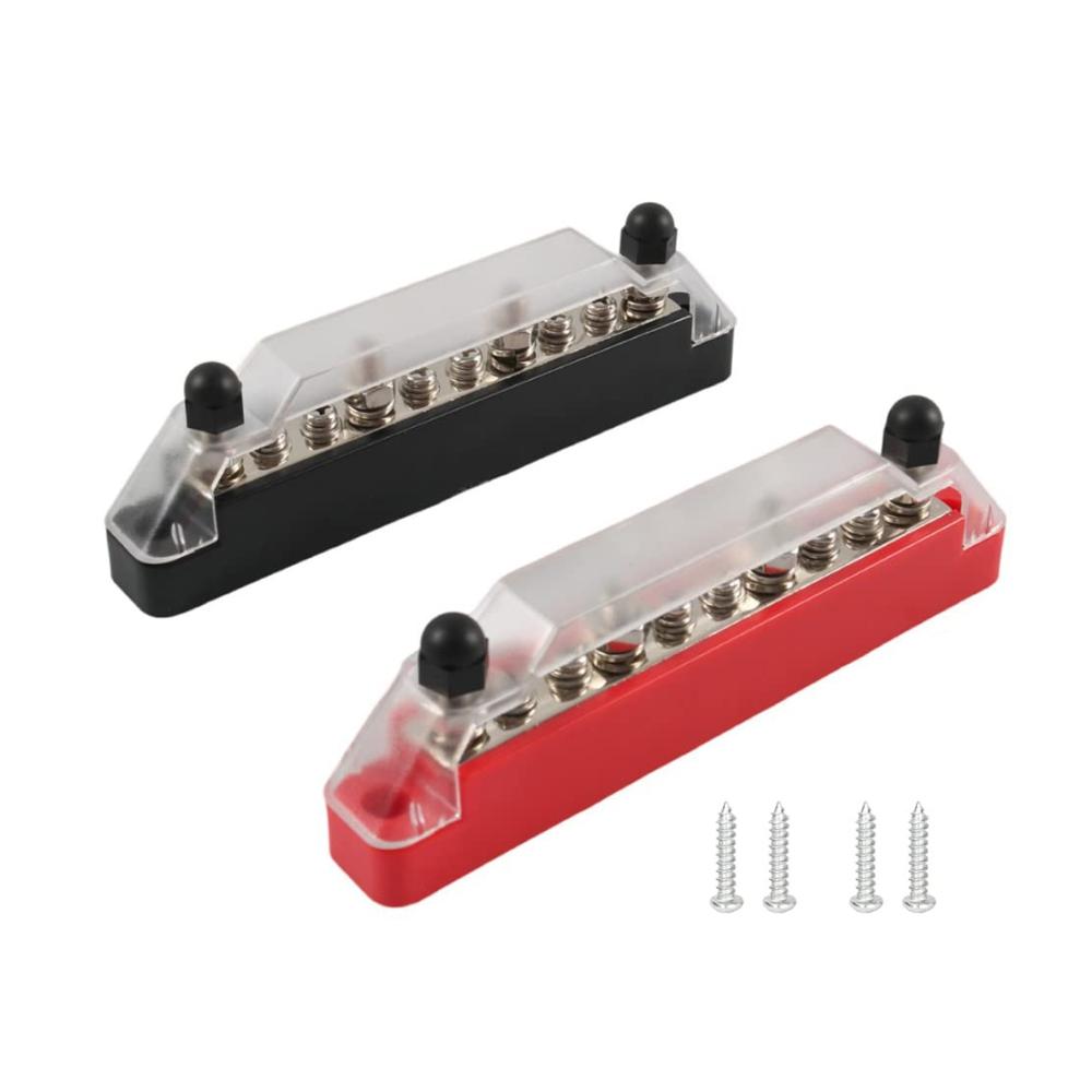 Batterieschalter 2 Stück 150A Bus Bar Block mit Abdeckung 10 Klemmen für Auto Boot Marine Caravan RV 2 x M6 und 6 x M4 Klemmenblöcke