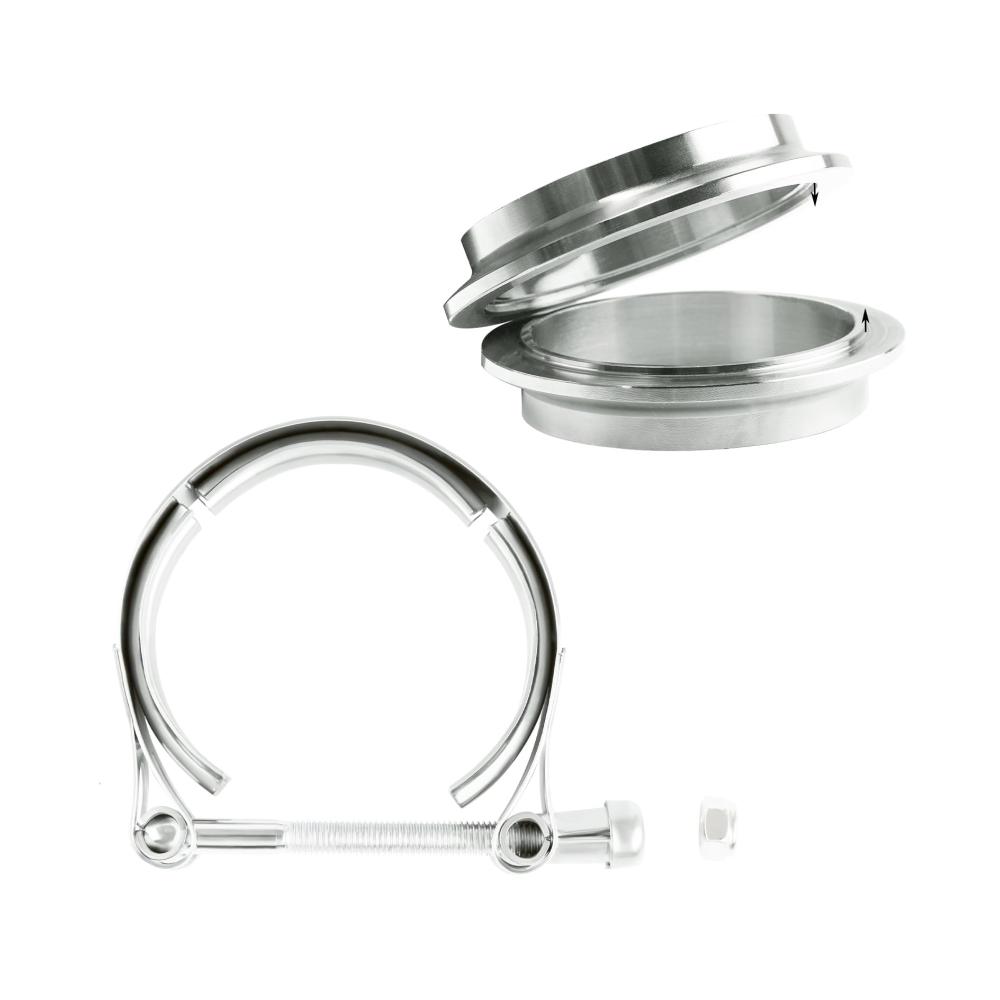 25 Zoll (635 mm) V-förmiger Klemmflansch Kit aus Edelstahl – Hochwertiges Eisen Flansch Set für Turbine Auspuffendrohre – Robuste V-förmige Klemme für sichere Befestigung