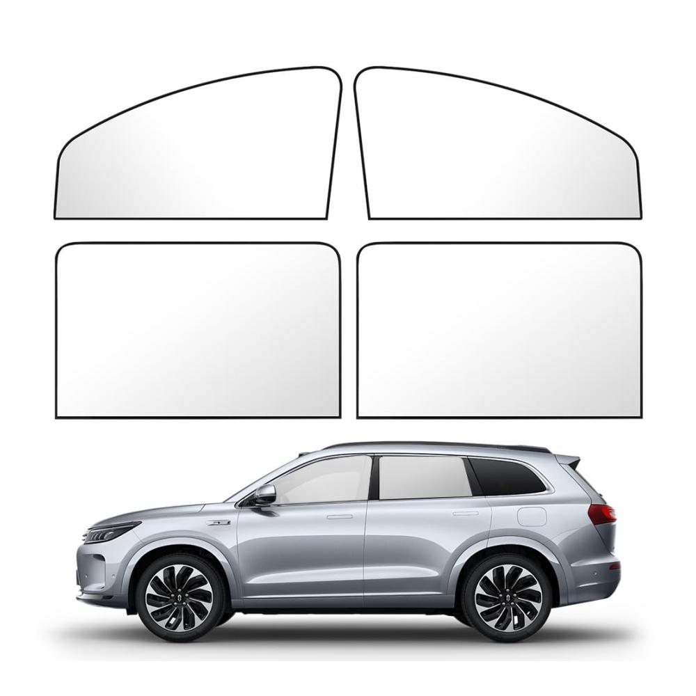 Sonnenschutz Auto Foreverup 4 Stück Magnetische Seitenscheibe mit UV-Schutz Silber Fenster Verdunkelung Auto Vorhang für besseren Sichtschutz und Kühlung