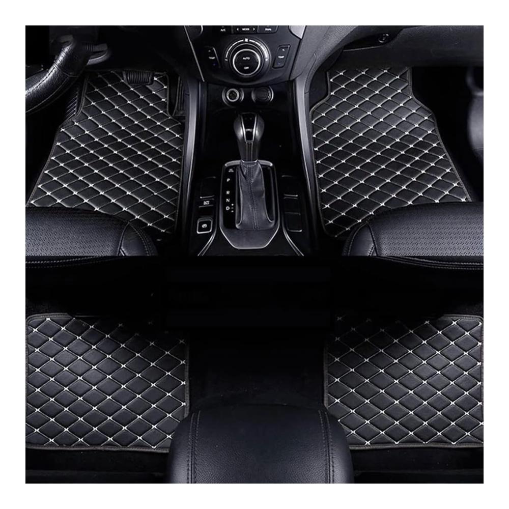 4er Set Auto Fußmatten für Hyundai Azera 2011-2017 – PU Leder Allwetter Fußmatten Wasserdicht Rutschfest Innenraum Zubehör Schwarz-Weiß