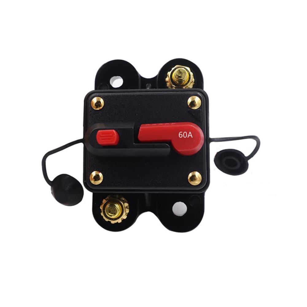 Auto-Leitungsschutzschalter 60 A mit manuellem Reset 12-48 V Sicherungshalter für Auto Boot und Systemschutz 10.8 x 4.2 x 3.9 cm
