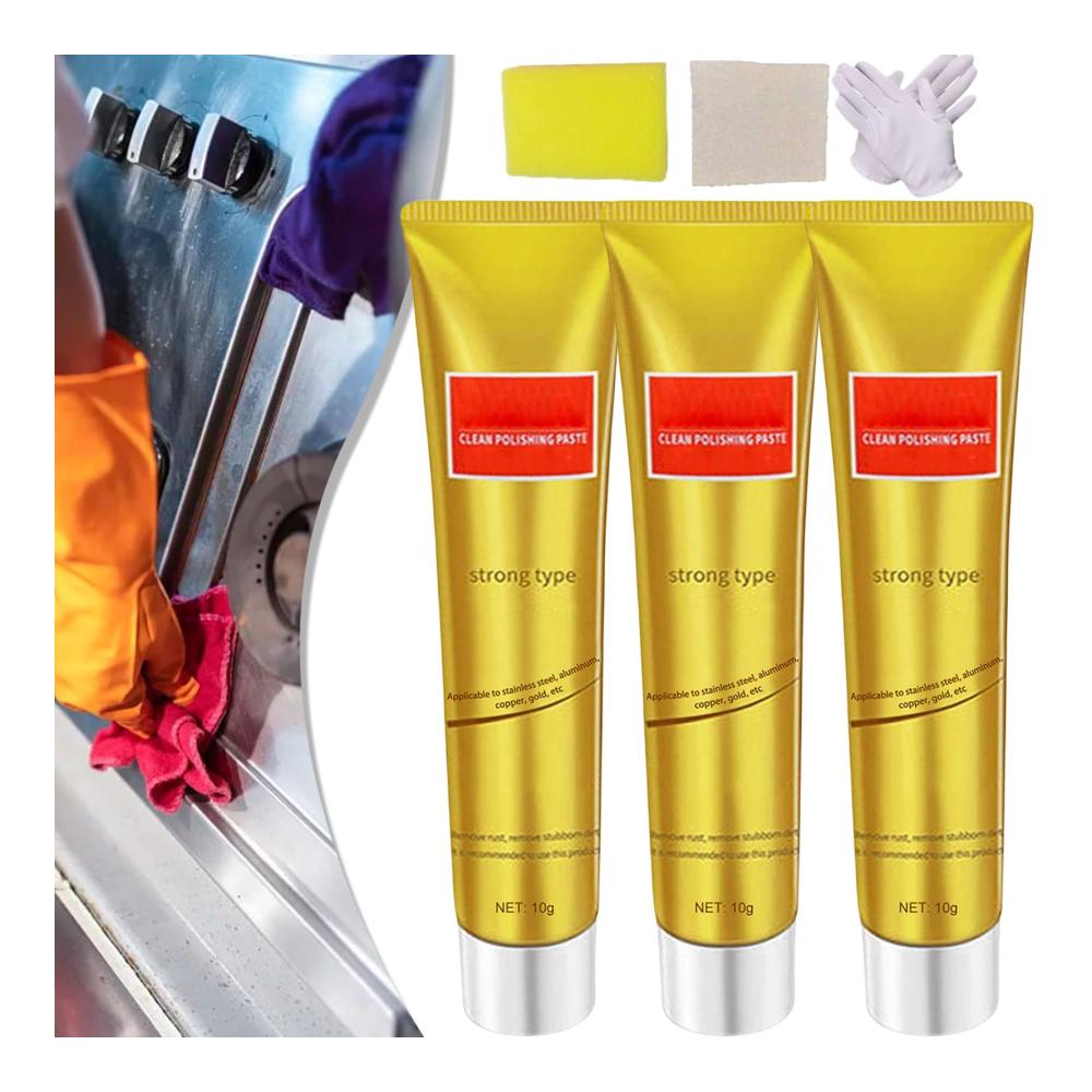 Raturv Politur Set Metal Polish Cream für Chrom Kupfer Edelstahl & Silber – 3x Polierpaste & Rostentferner für ultimative Metallpflege