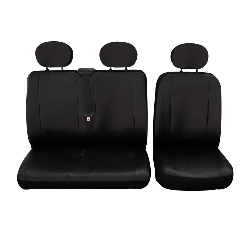 Universal Sitzbezüge Set für Auto & Transporter – Kunstleder Schonbezüge in Schwarz 1- und 2-Sitzer Schutzbezüge für Fahrzeuge SCSC0130