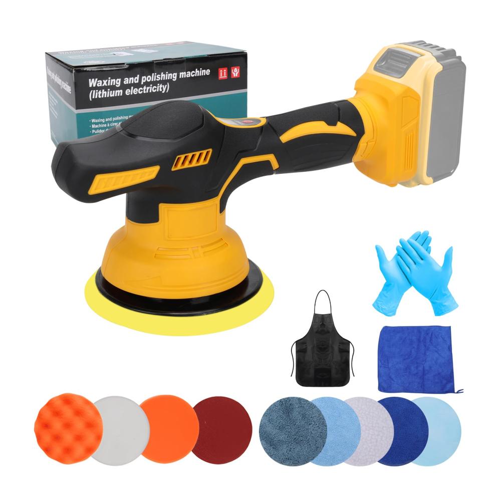 Akku Poliermaschine 15 cm kompatibel mit Dewalt 20V – 12 PCS Aufsätze 2500-5000 RPM 6 variable Geschwindigkeiten Exzenter Polierer für Auto Detailing (ohne Akku)
