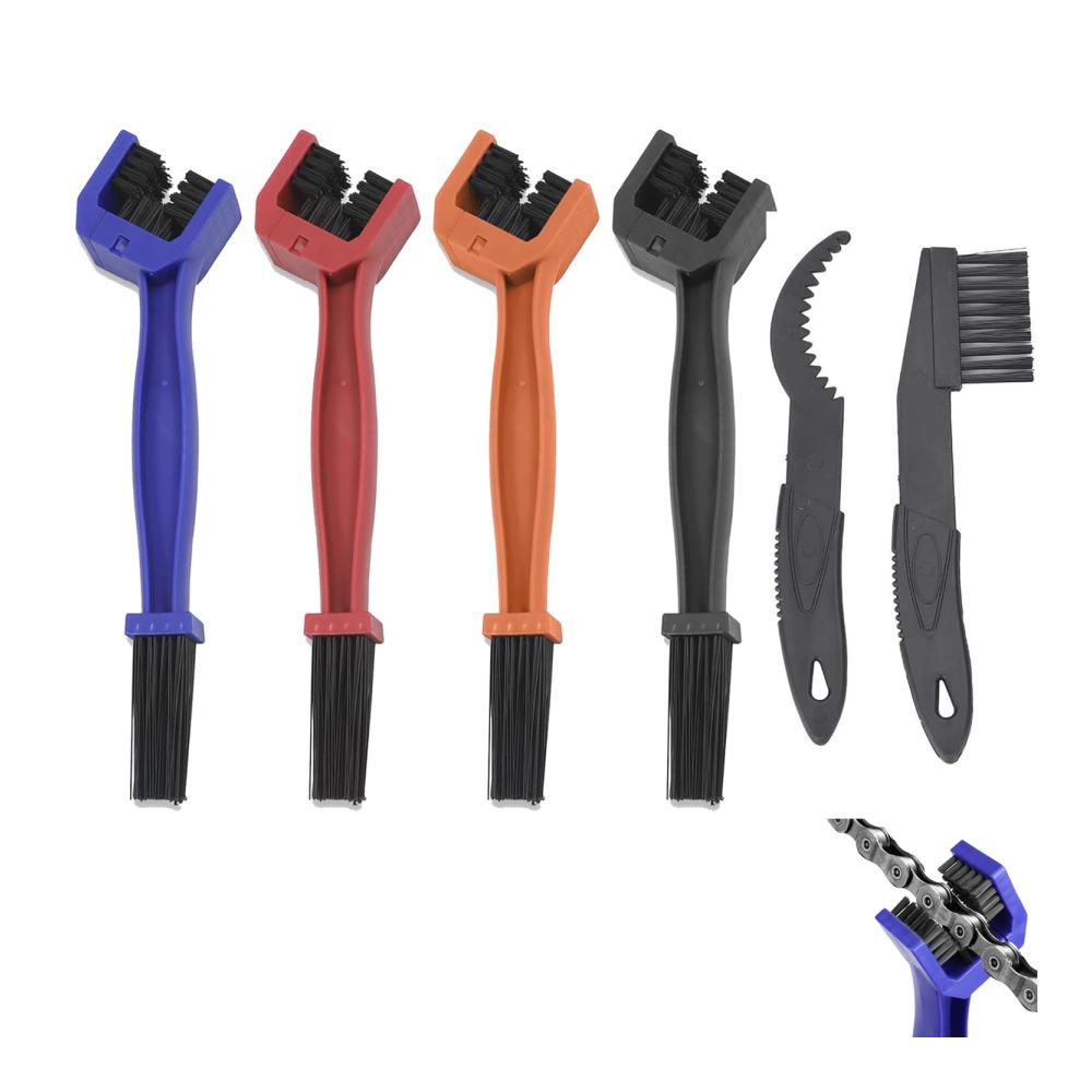 6 Stück Ketten Reinigungsbürsten Set – Effizienter Kettenreiniger für Motorrad und Fahrrad – Ideal für MTB Mountainbike und Antriebskettenpflege