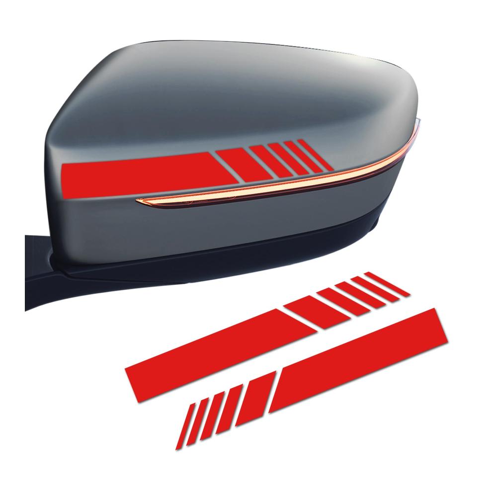 2PCS Stylingleisten für Auto Rückspiegel - Wasserdichte Reflektierende Anti-Kollisions-Streifen für Seitenspiegel - Universelle Auto Aufkleber (Rot)