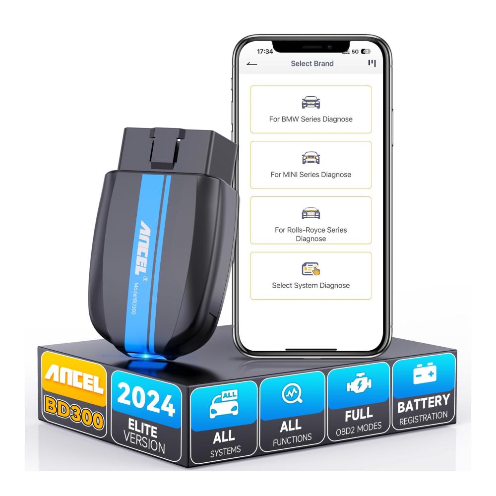 BD300 OBD2 Bluetooth 5.0 Adapter für BMW – OBD-II Diagnosewerkzeug Autobatterie-Registrierung Öllicht-Reset EPB Throttle Relearn kostenlose App