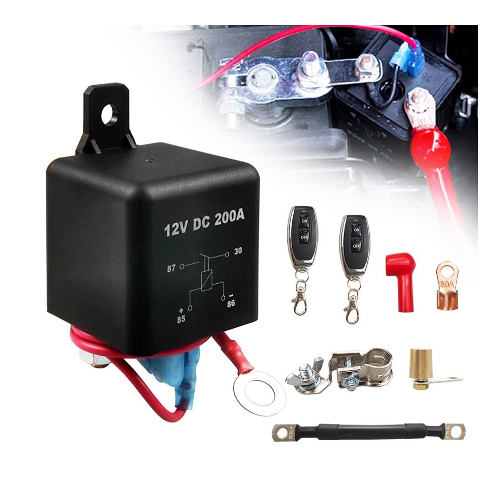 Batterieschalter Trennschalter mit Fernbedienung Upgrade für Auto Schiff RV Laster DC12V 200A Anti-Diebstahl inklusive 2 Schlüssel Schwarz
