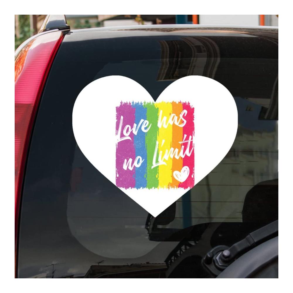 Love Has No Limit Vinyl-Stoßstangen-Aufkleber für Auto – LGBTQ Pride Month Regenbogen-Sticker für Fenster LKW & Stoßstange – 102 cm Lesbian Pride Juni Aufkleber