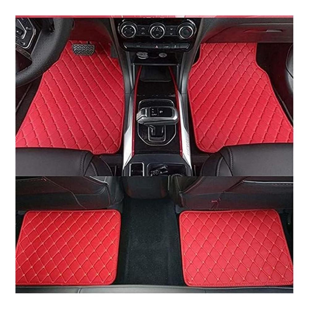 4er Set Auto Fußmatten für Lexus UX HEV 2019-2023 – PU Leder Allwetter Wasserdicht Anti-Rutsch Fußmatten für Innenraum Zubehör Schwarz-A-Red