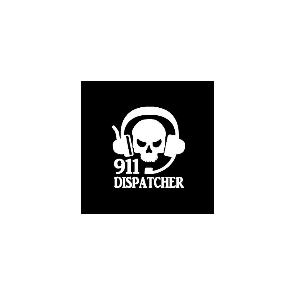 Persönlicher Autoaufkleber 911 Dispatcher Schädel mit Headset 123 x 138 cm Vinyl Aufkleber für Autos Silber Zubehör für Fahrzeugdekoration