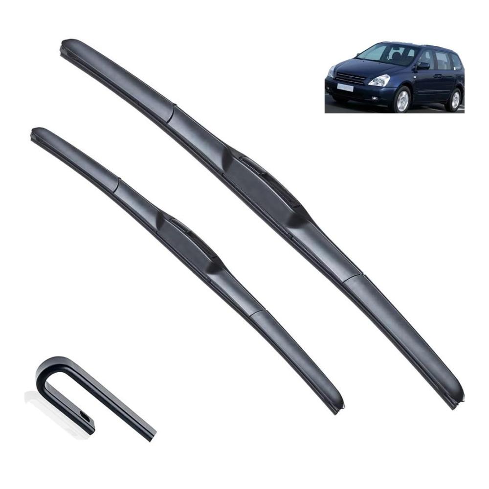 Ersatzwischblätter für Auto-Windschutzscheiben vorne kompatibel mit Kia Grand Carnival Sedona VQ 2006–2014 knochenlos rahmenlos Gummibürstenzubehör