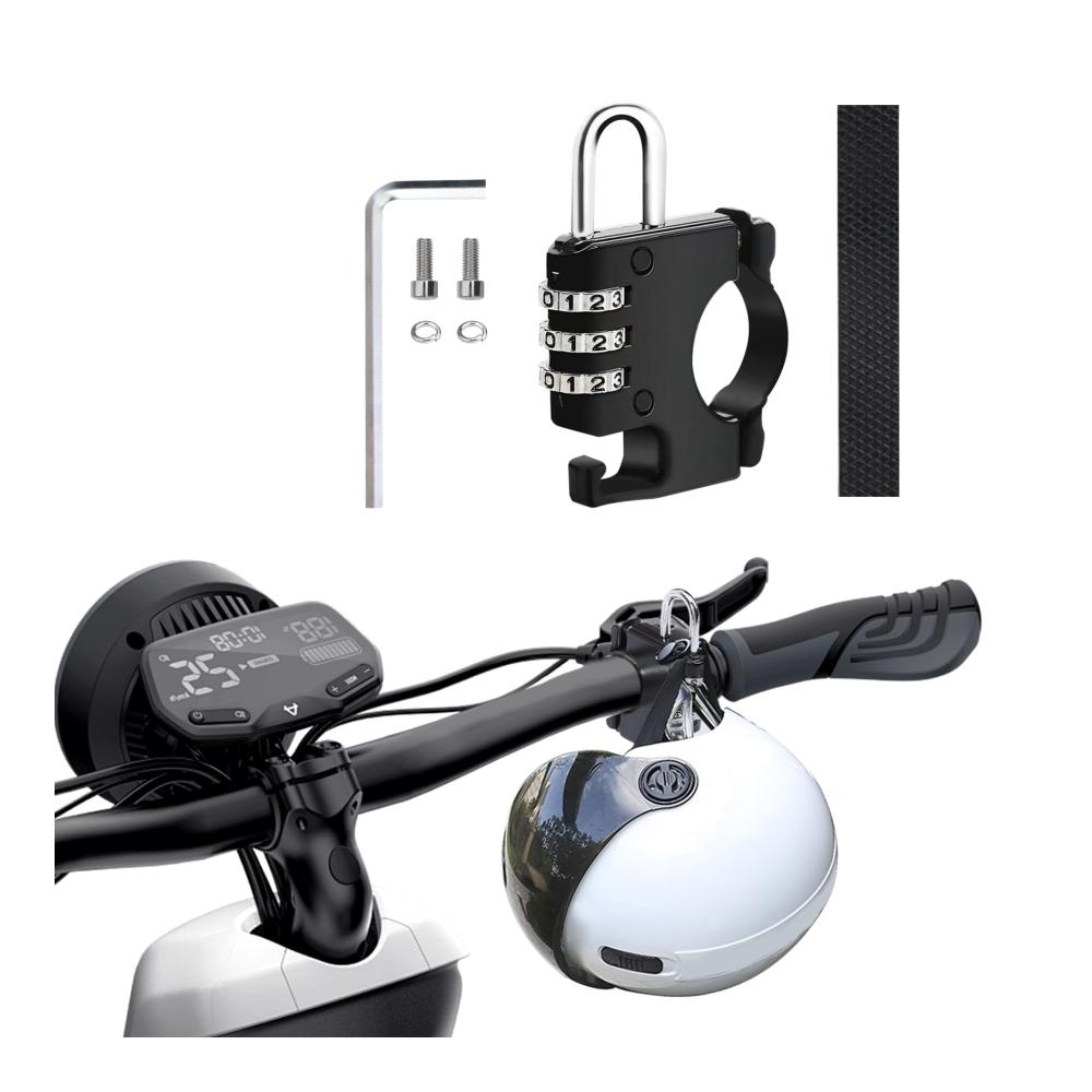 Motorrad-Helmschloss Anti-Diebstahl  Sicherheits-Schloss aus Metall mit Passcode-Entsperrung Aluminium-Legierung Universal für 22-28mm Lenker