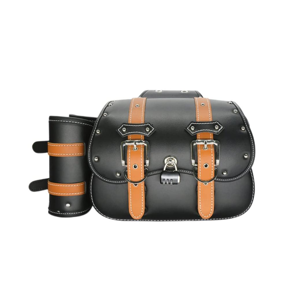 Vintage Leder Motorradtasche – Wasserdichte Satteltasche für Autos und Motorräder Seitentasche im Braun Größe L Strapazierfähig und Stilvoll