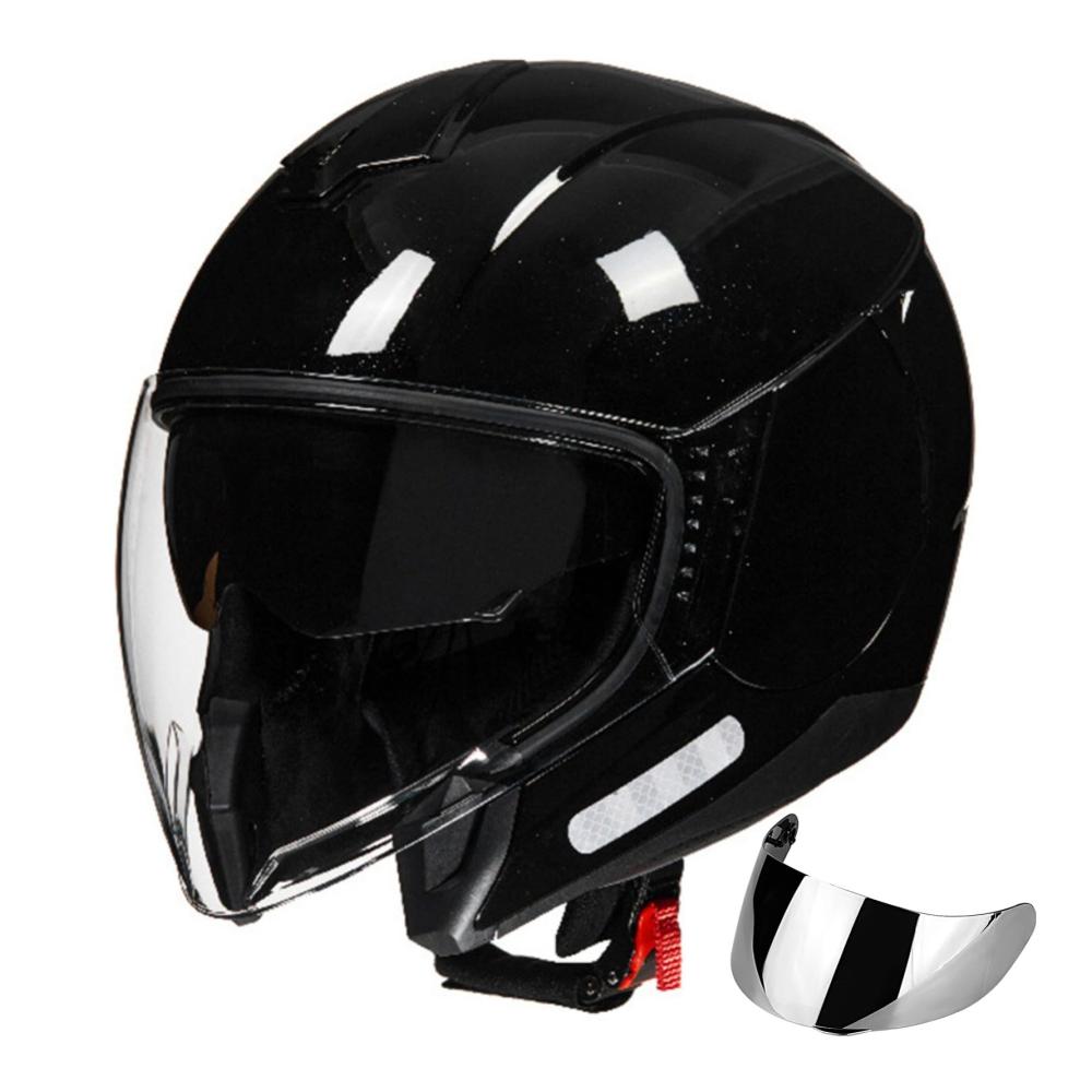 Jethelm 3/4 Open Face Vintage Motorradhelm Erwachsene Retro Halbschale Mit Visier Für Vespa Biker Cruiser Scooter Touring Low Profile