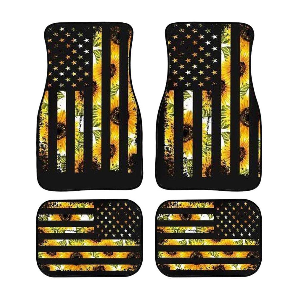 Amerikanische Flagge mit Sonnenblumen