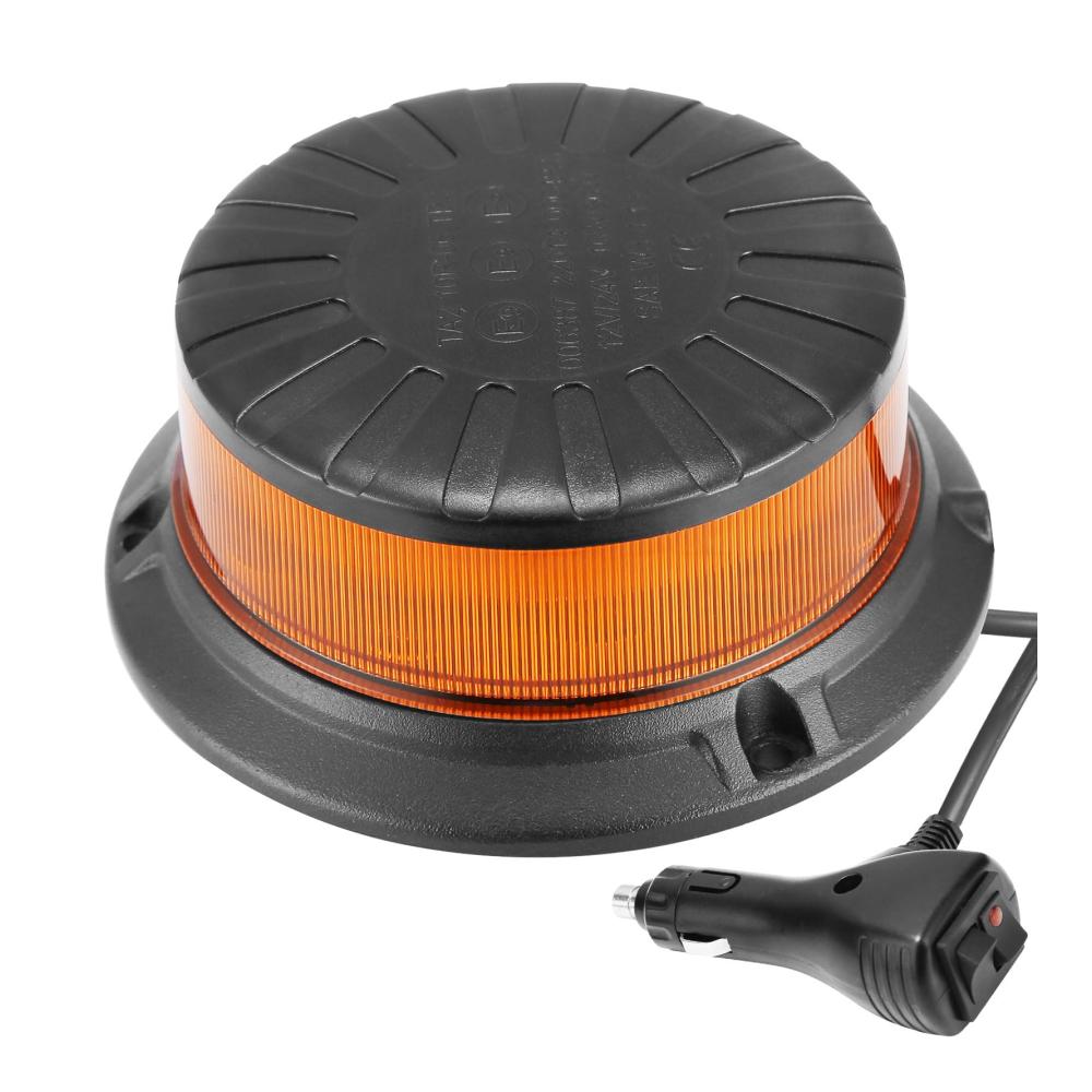 12V 24V Orange Rundumleuchte mit Magnet Blitzleuchte Gelb 9x Blitzmuster KFZ Warnleuchte Magnetisch Drehlicht für Traktor LKW Notbeleuchtung