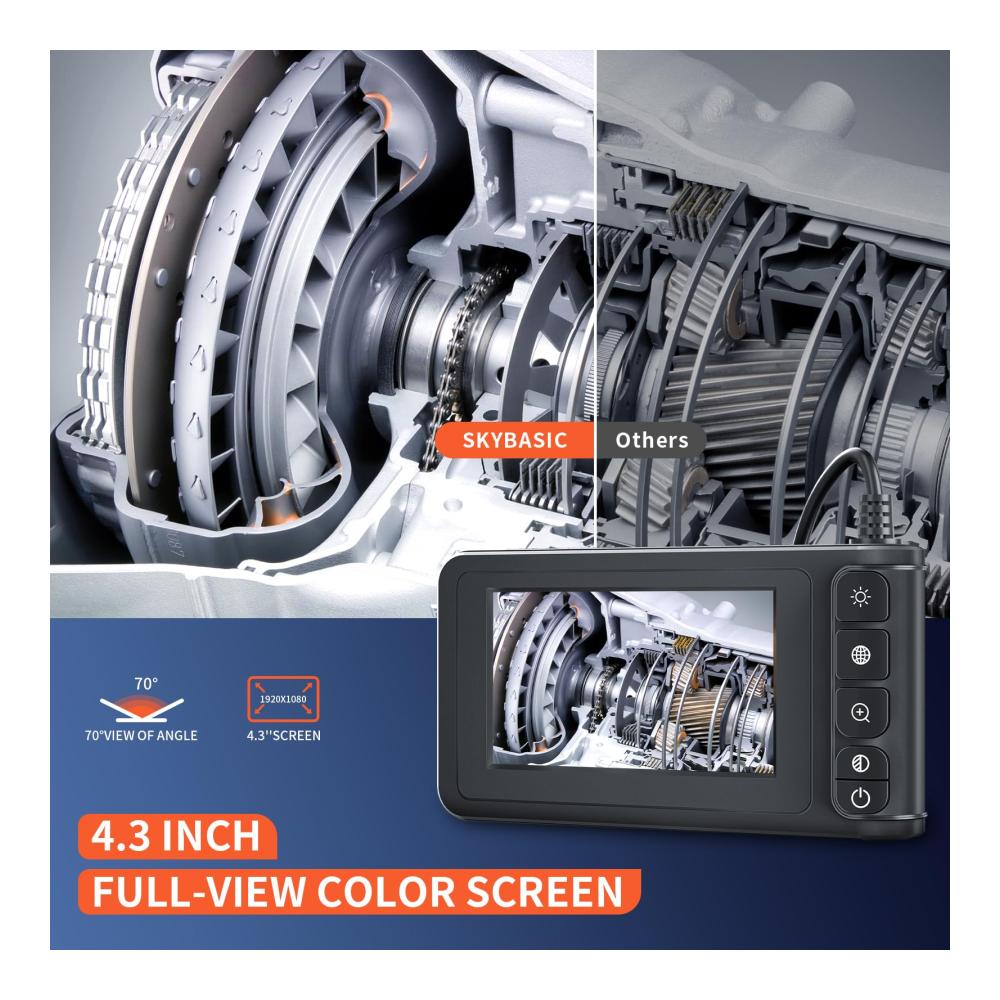 Industrie Endoskop Kamera 4.3 LCD HD 7.9mm Inspektionskamera IP67 Wasserdicht Rohrkamera mit 8 LED-Leuchten und 3 Helligkeitsstufen 20m Länge