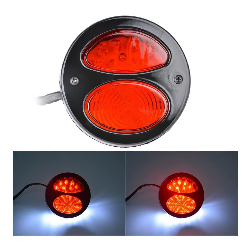 KaTur Runde Bremsleuchte für Motorräder – Nummernschild Rücklicht Blinker & Bremse für Harley Bobber Chopper Honda Yamaha Suzuki Kawasaki