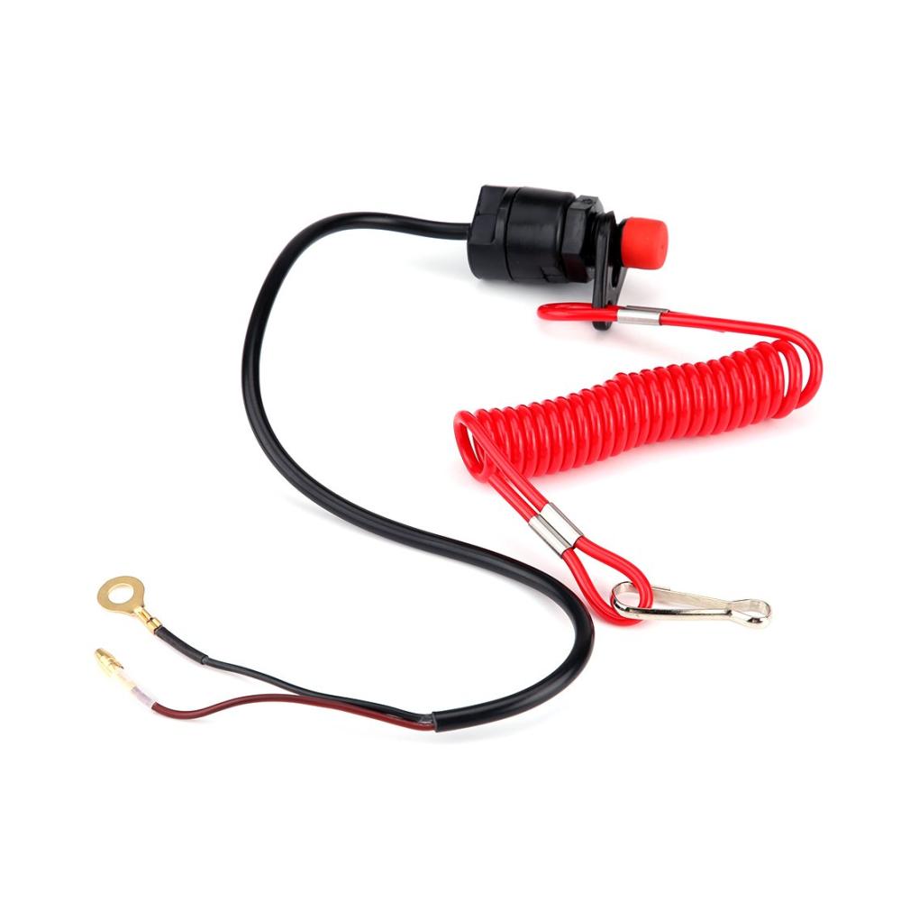 Zündschalter Außenbordmotor Tether Kill Switch Kit 12 V DC für Motorrad Außenborder ATVs Rasenmäher Notmotor Kill Stop Schalter mit Lanyard