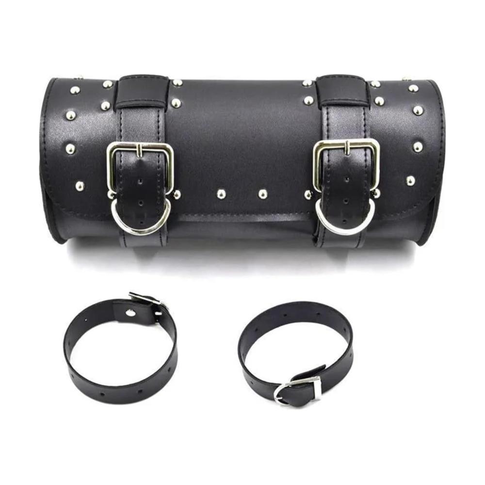 Motorrad Werkzeugtasche für Suzuki - Wasserdichte PU Leder Satteltasche Vintage Gepäck Tasche für Motorrad Gabel Schwarz Retro Werkzeug Tasche Strapazierfähig