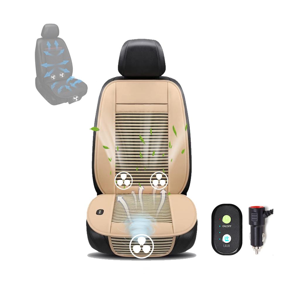 Sitzbezügeset Auto Beige – Belüftete Sitzauflage mit 3 Kühlstufen Großes Luftvolumen Wenig Lärm Perfekte Sommer-Kühlung 12V Kompatibel