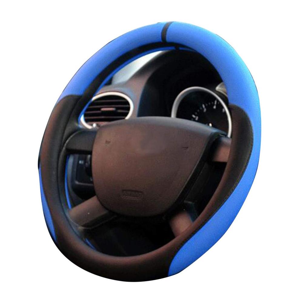 2018 Neue 15 Zoll Lenkradhülle Blau - Hochwertige Lederlenkradabdeckung für Komfort und Schutz - Universal Fit für Autos Lkw und SUVs