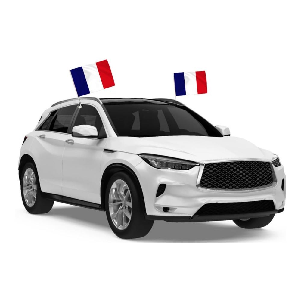 2 Stück Deutschland Flaggen für Auto 45x30 cm Autofahnen mit 50 cm Kunststoffmast und Befestigungsklammer Ideal für EM2024 in Frankreich