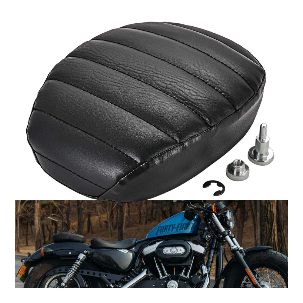 Motorrad-Solo-Sitzkissen Schwarz für Fahrersitz Naht Kunstleder Sitzbezug Kompatibel mit Harley Sportster 72 48 1200X 1200V 2010-2015 Sitzbank