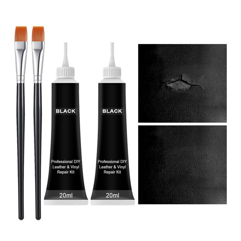 Leder- & Polsterreiniger Set – 2x20ml Flüssigleder für Autositze Sofas Schuhe | Lederbalsam Reparatur Gel & Farbbalsam | Lederkratzer Lederrestaurator