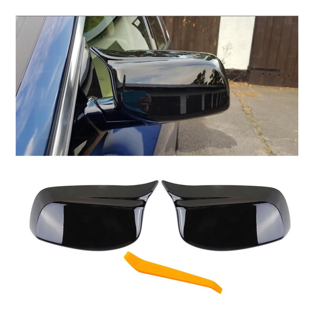2x Spiegelabdeckungen für BMW 5er E60 E61 & 6er E63 E64 (2003-2007) - Seitenspiegelgehäuse Links & Rechts Glanz Schwarz Ersatzteile 51167078359/51167078360