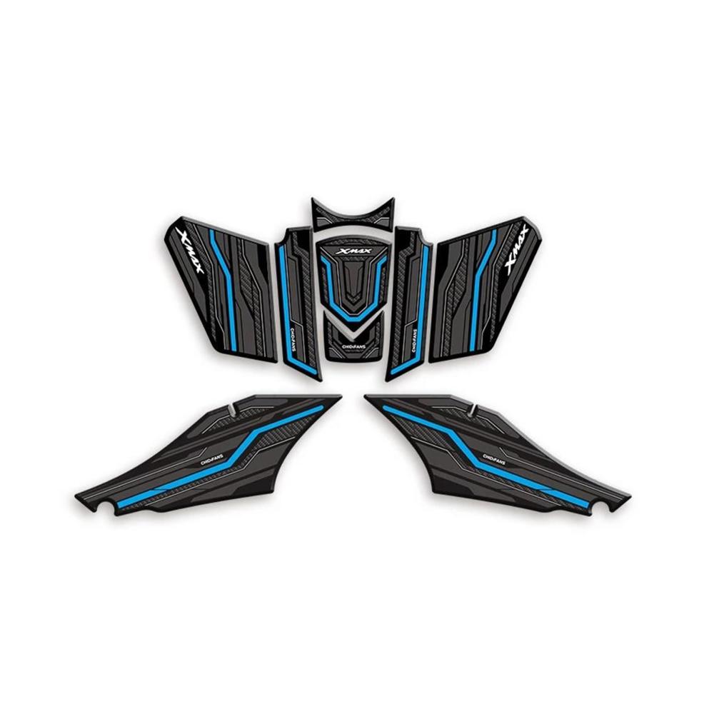 Motorrad Tank Pads für XMAX300 2024 – Bunte Gummi Gas Pads als Schutz & Dekoration Kraftstoff Tank Aufkleber Set (Blau) – Robust & Stilvoll