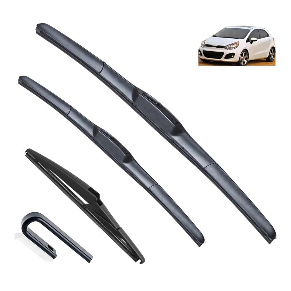 Ersatzwischblätter für KIA Rio Hatchback Mk3 (2011-2017) - Vorder- & Hinterwischer JU Hook Kompatibel Hochwertige Bürstenschneider Zubehör für sicheres Fahren