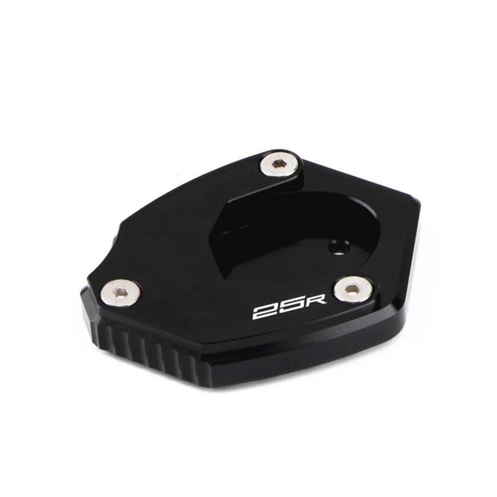 Motorrad Stützplatte CNC Aluminium Seitenständer Vergrößerung für ZX25R ZX-25R Ninja ZX 25R 2020 2021 – Stabiler Ständer Schwarz