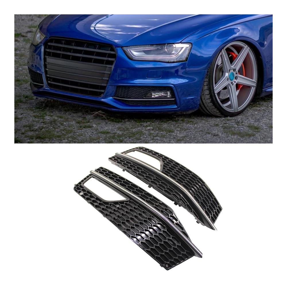 Rücklicht-Komponenten für Audi A4 B8.5 S-line S4 2013-2015 - Stoßstange Nebelscheinwerfer Abdeckung Kühlergrill Gitter Chrom Schwarz