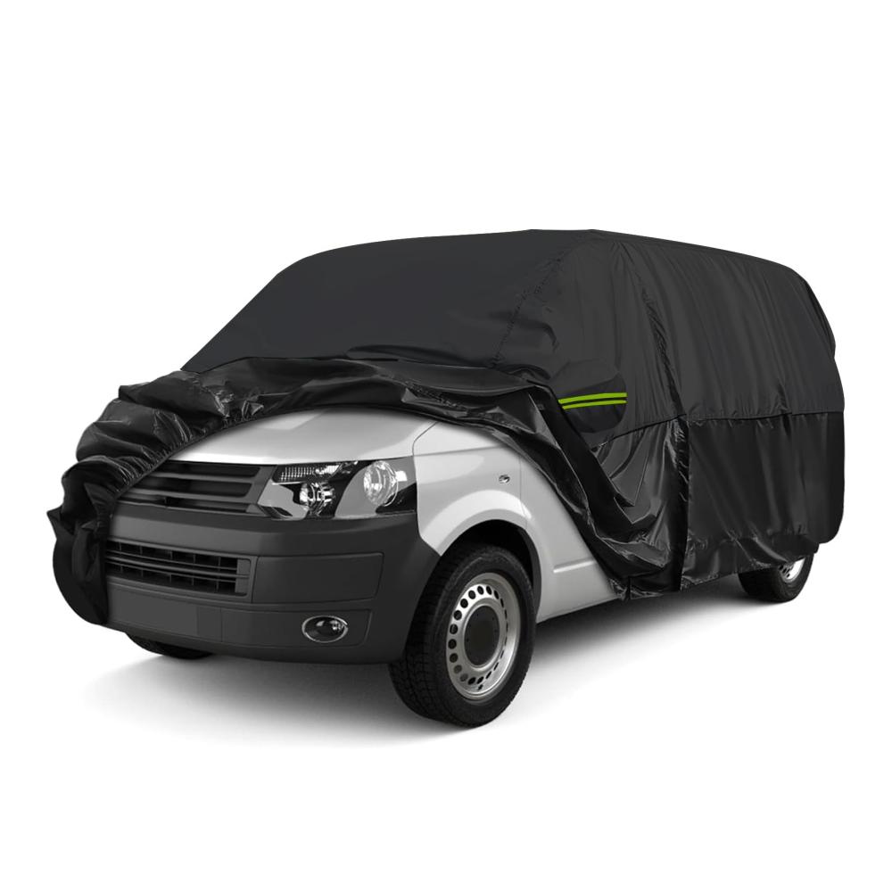Komplette Autoabdeckung für VW T5 T6 SWB – Atmungsaktive Vollgarage mit Seitentür-Reißverschluss wasserdicht für Winter und Sommer L490 (470-490cm)