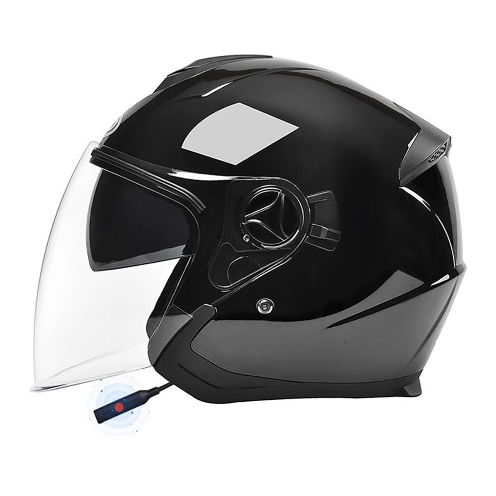 Offener Jethelm Mit Bluetooth & Visier - Motorradhelm für Moped Roller Chopper & Cruiser - Unisex DOT/ECE Geprüft Ideal für Racing & Pilot Einsatz