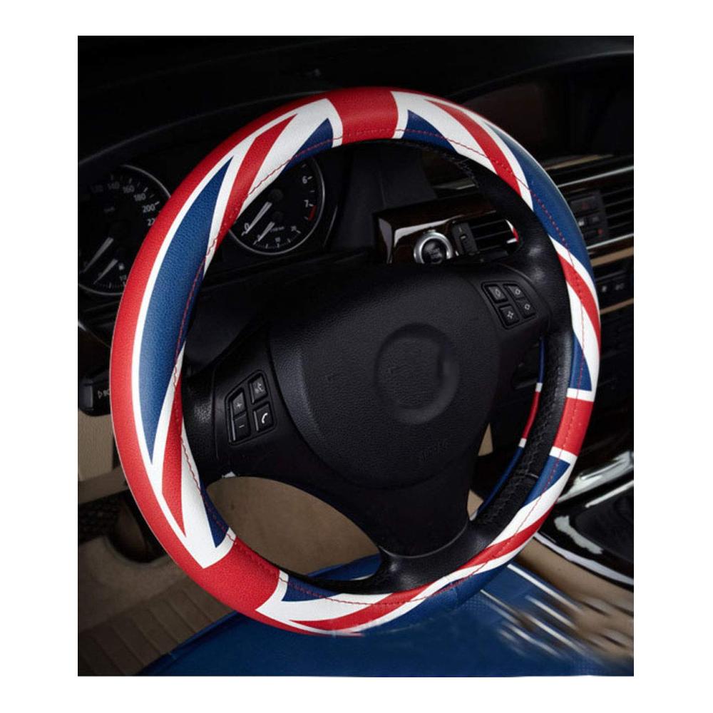 Lenkradhülle Union Jack UK Flagge 38 cm 15 Zoll Unisex Atmungsaktiv Anti-Rutsch - Stilvolle Lenkradabdeckung für sicheren Halt und komfortables Fahren