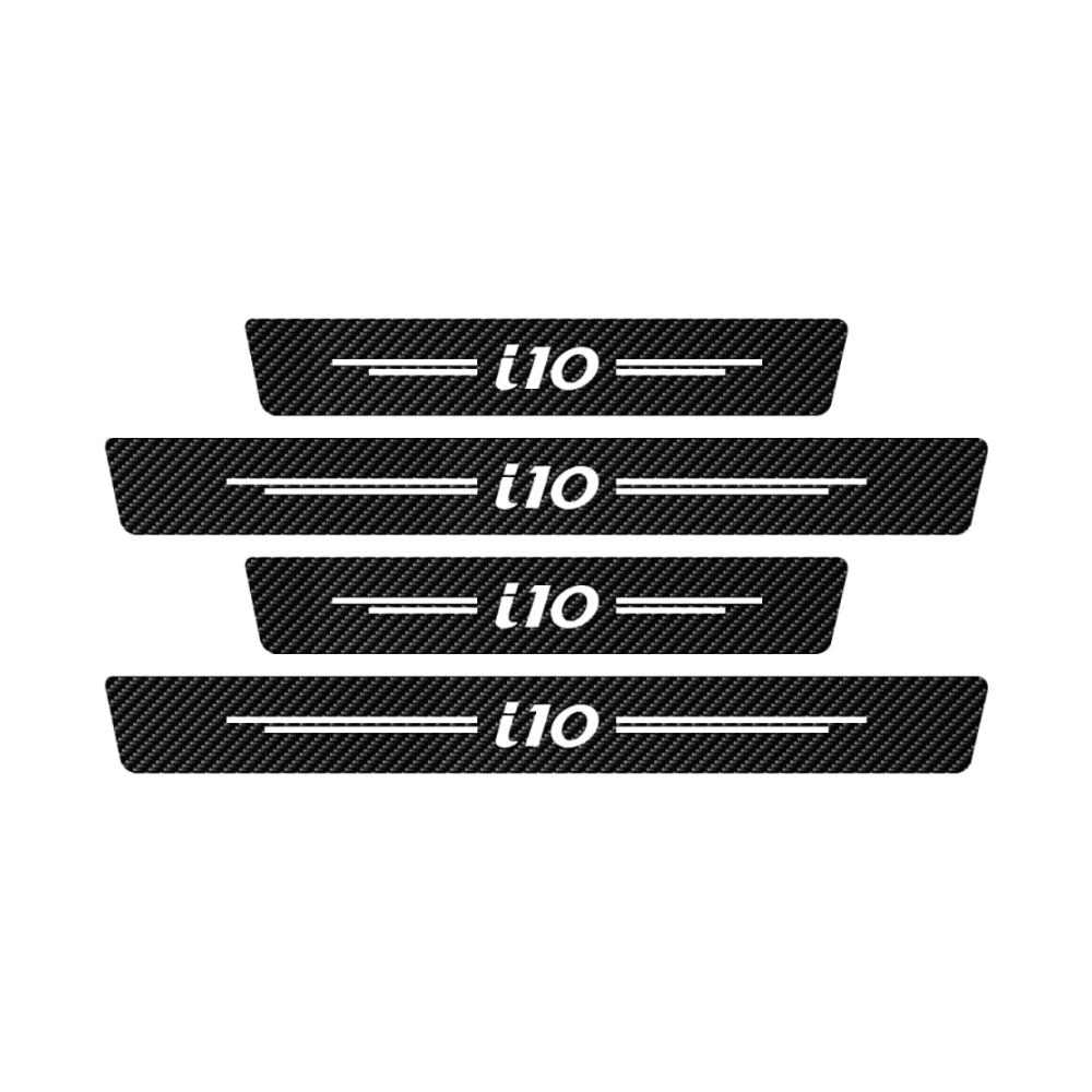 4 Stück Kohlefaser Einstiegsleisten & Türschweller Aufkleber für Hyundai i10 – Auto Scuff Plate Sill Styling Schutz für Türschwellen