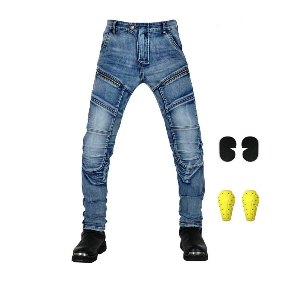 Motorrad-Jeans für Männer mit Schutz – Offroad-Hose im Motocross-Stil Denim-Jeans mit Hüft- und Knieschutz für sicheren Fahrkomfort