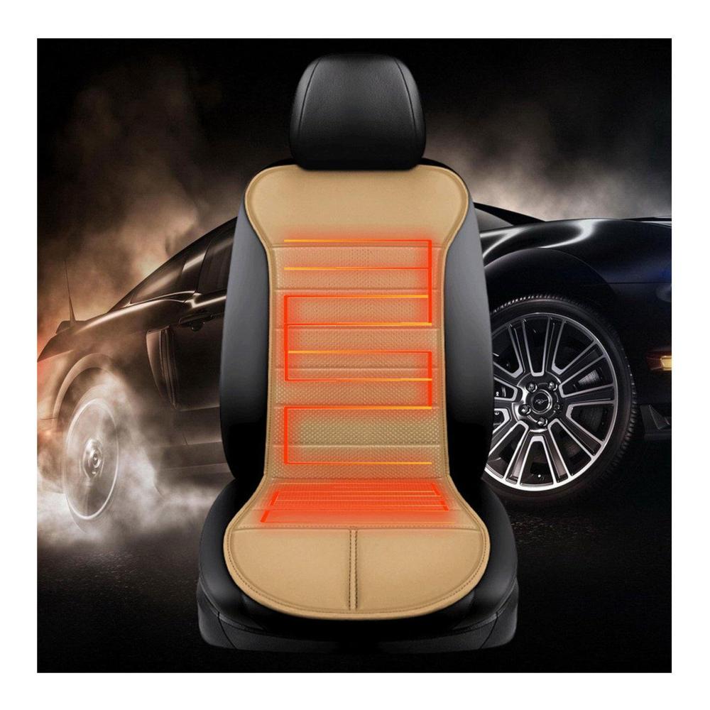 Sitzauflage Auto mit 12V Sitzheizung verstellbare Temperatur schneller Erwärmung komfortabel und schützend Beige für Vordersitze 1 Stück